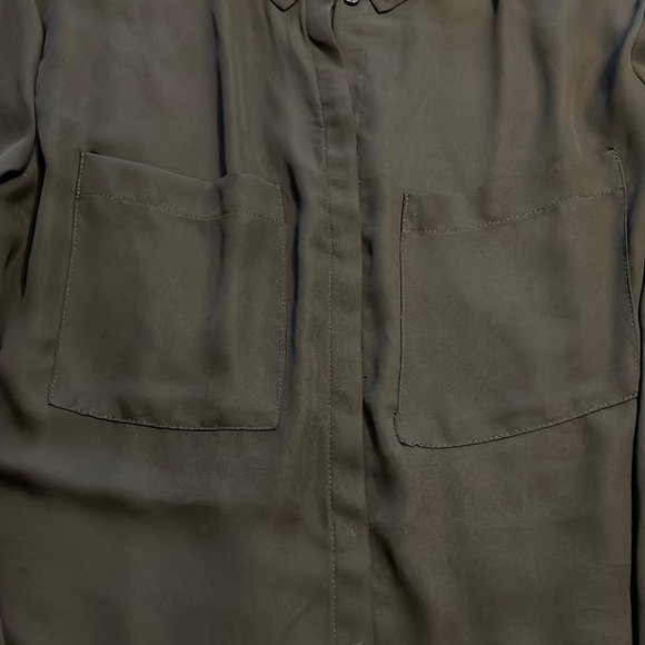 H&M black dress button down shirt long sleeve or 3/4 blouse L - Picture 3 of 14